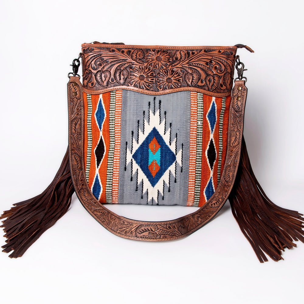 American Darling Signature Crossbody Hand Tooled Saddle Blanket Genuine Leather