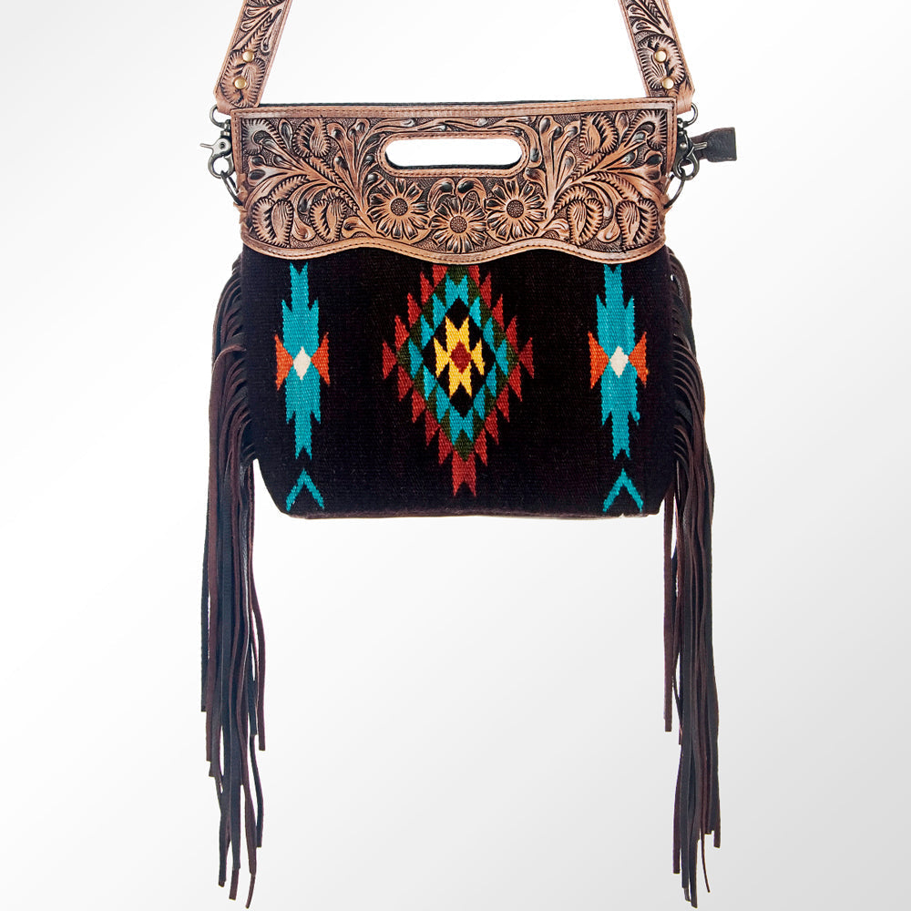 American Darling Clutch Hand Tooled Saddle Blanket Genuine Leather