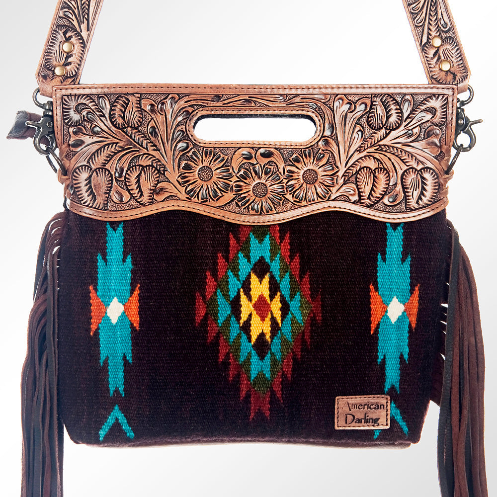 American Darling Clutch Hand Tooled Saddle Blanket Genuine Leather