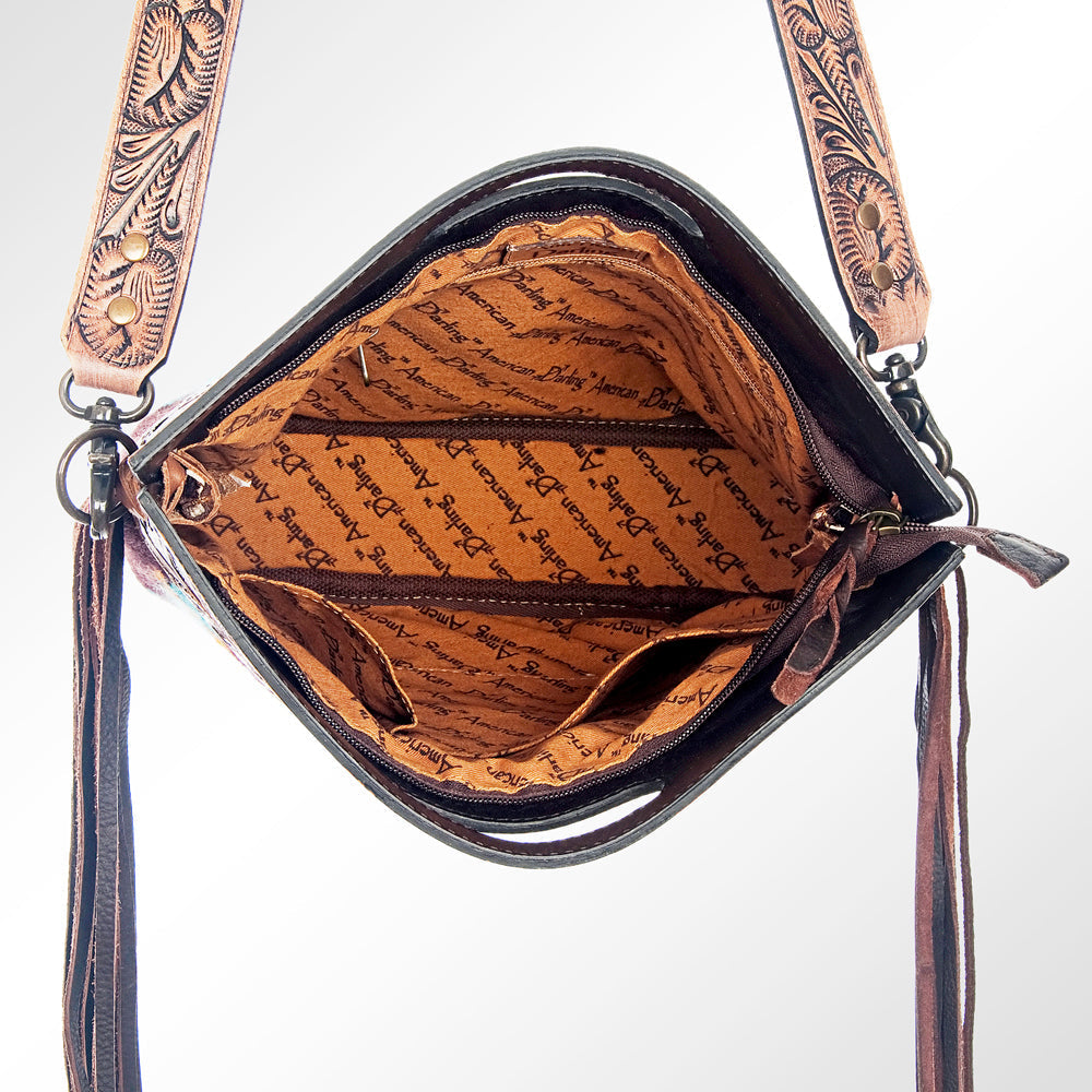 American Darling Clutch Hand Tooled Saddle Blanket Genuine Leather