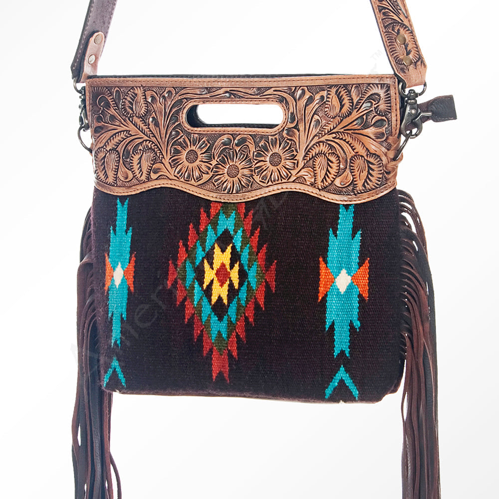 American Darling Clutch Hand Tooled Saddle Blanket Genuine Leather
