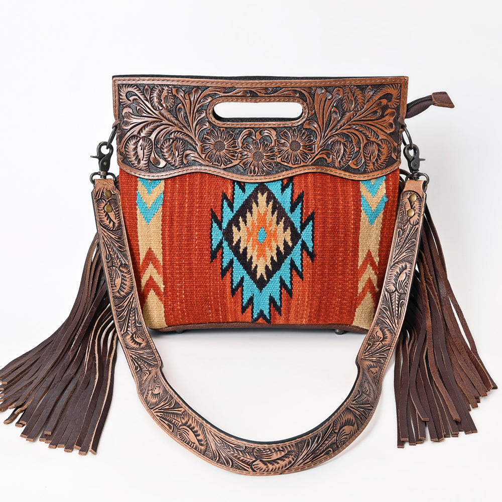 American Darling Clutch Hand Tooled Saddle Blanket Genuine Leather