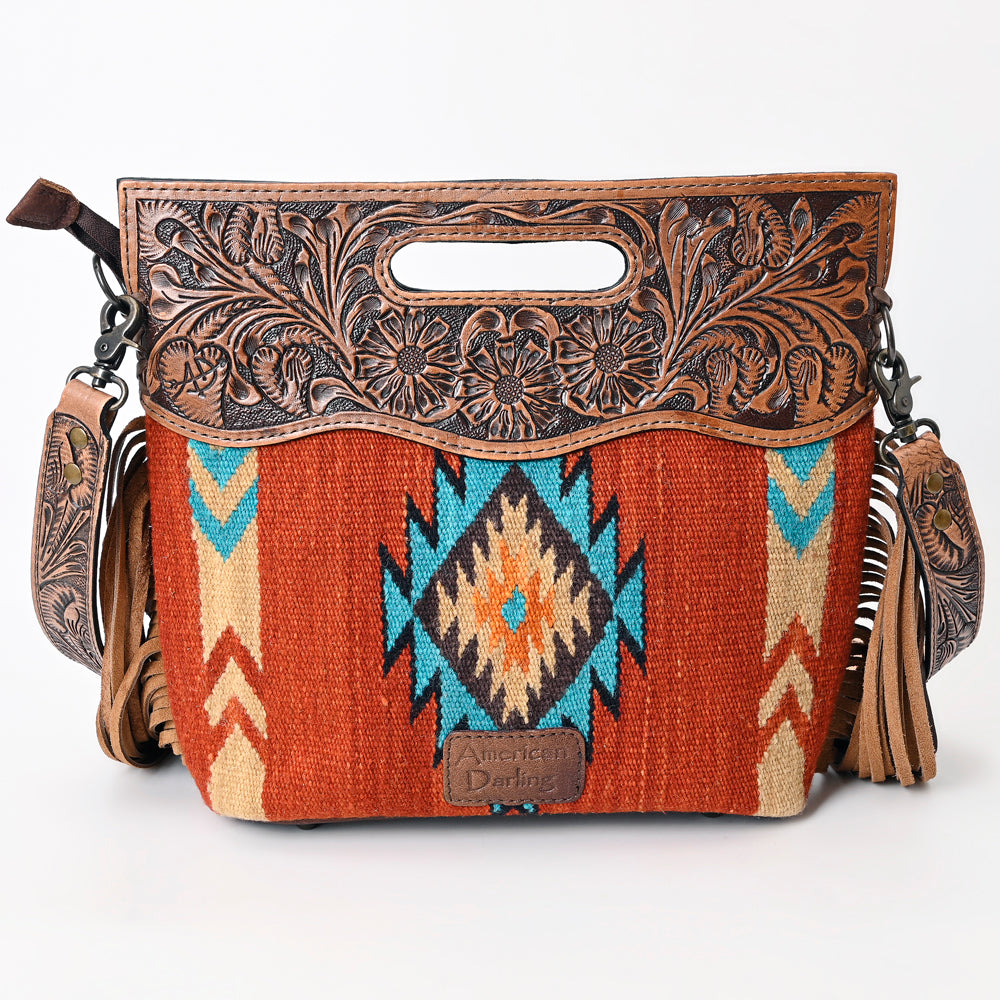 American Darling Clutch Hand Tooled Saddle Blanket Genuine Leather