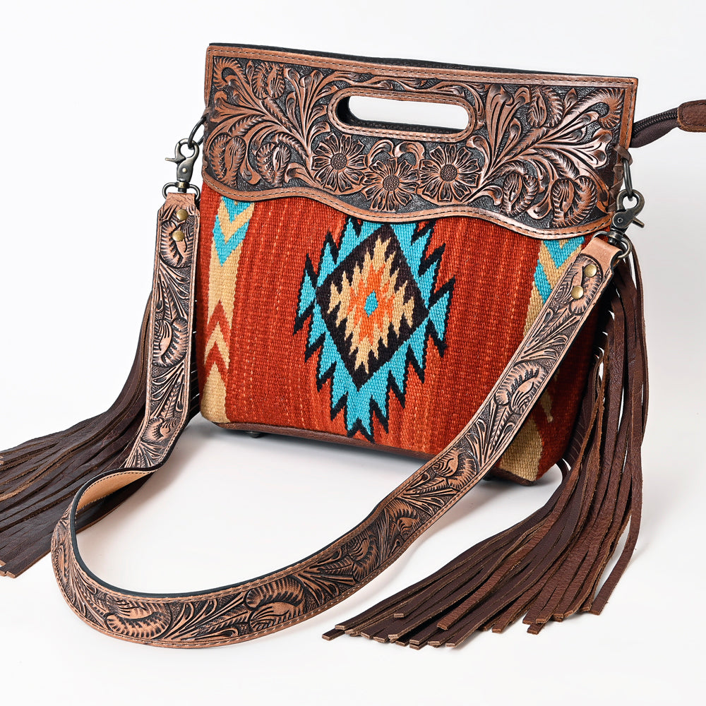 American Darling Clutch Hand Tooled Saddle Blanket Genuine Leather