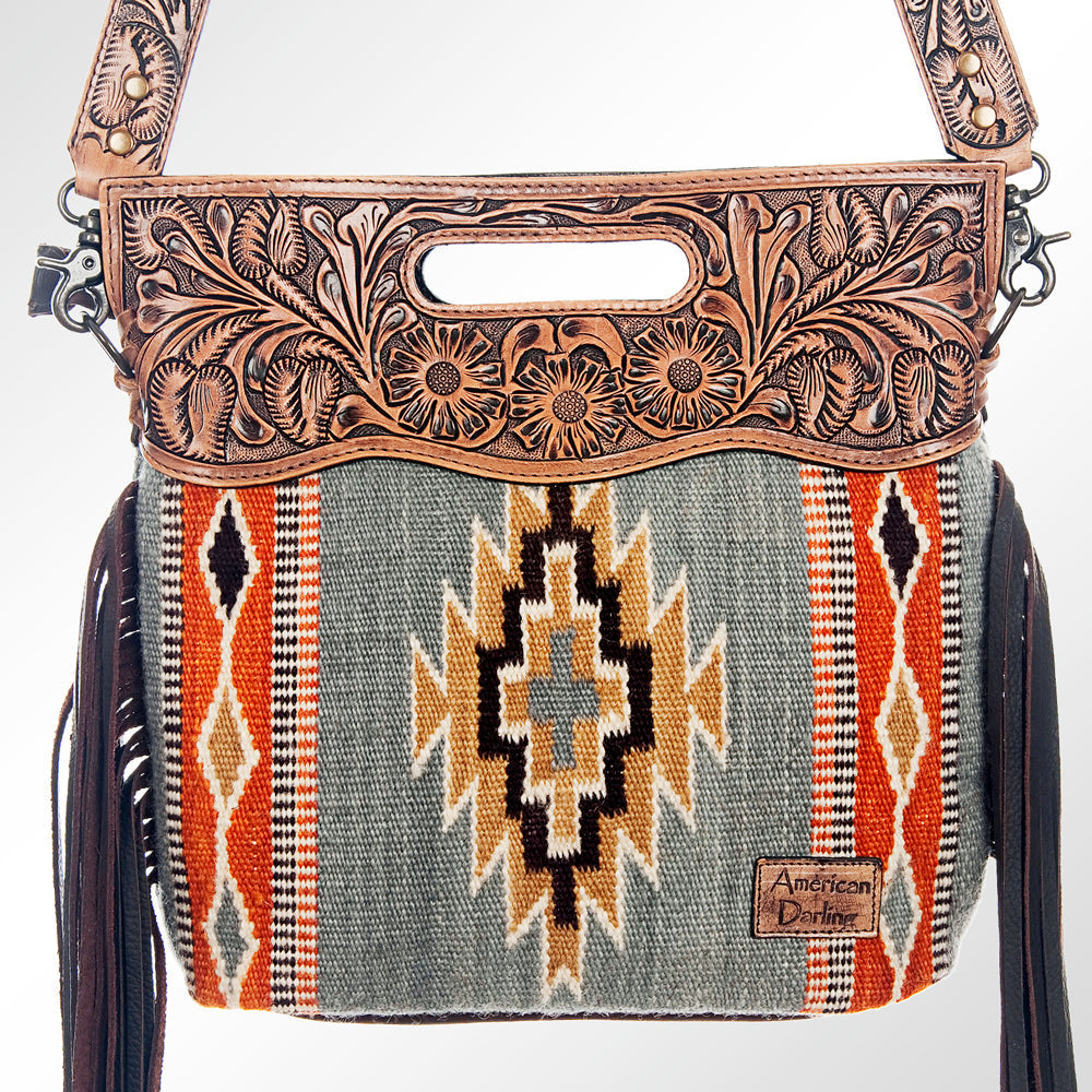 American Darling Clutch Hand Tooled Saddle Blanket Genuine Leather