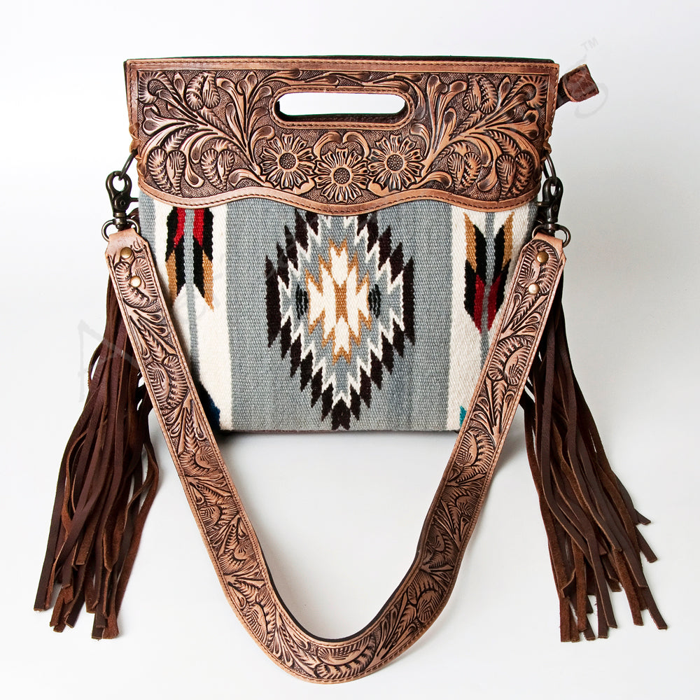 American Darling Clutch Hand Tooled Saddle Blanket Genuine Leather