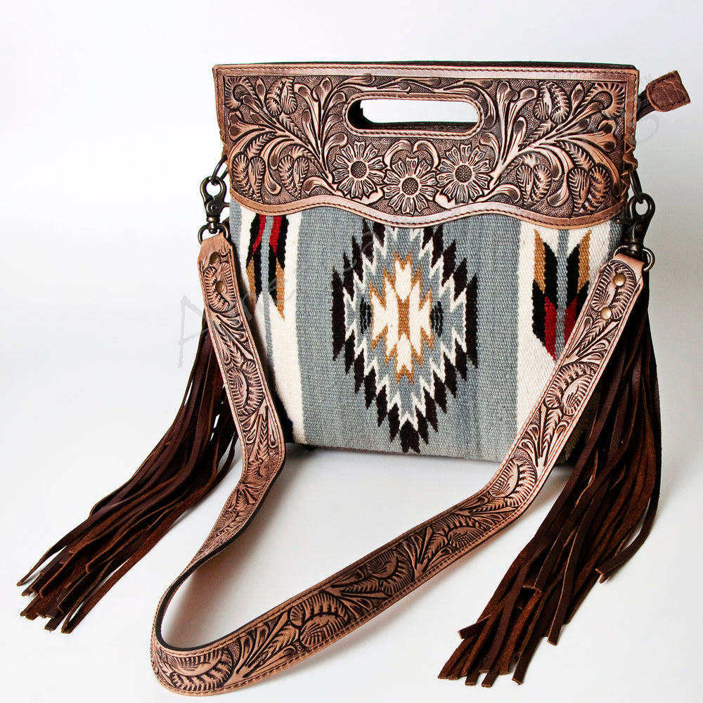 American Darling Clutch Hand Tooled Saddle Blanket Genuine Leather