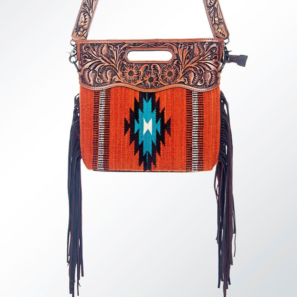 American Darling Clutch Hand Tooled Saddle Blanket Genuine Leather