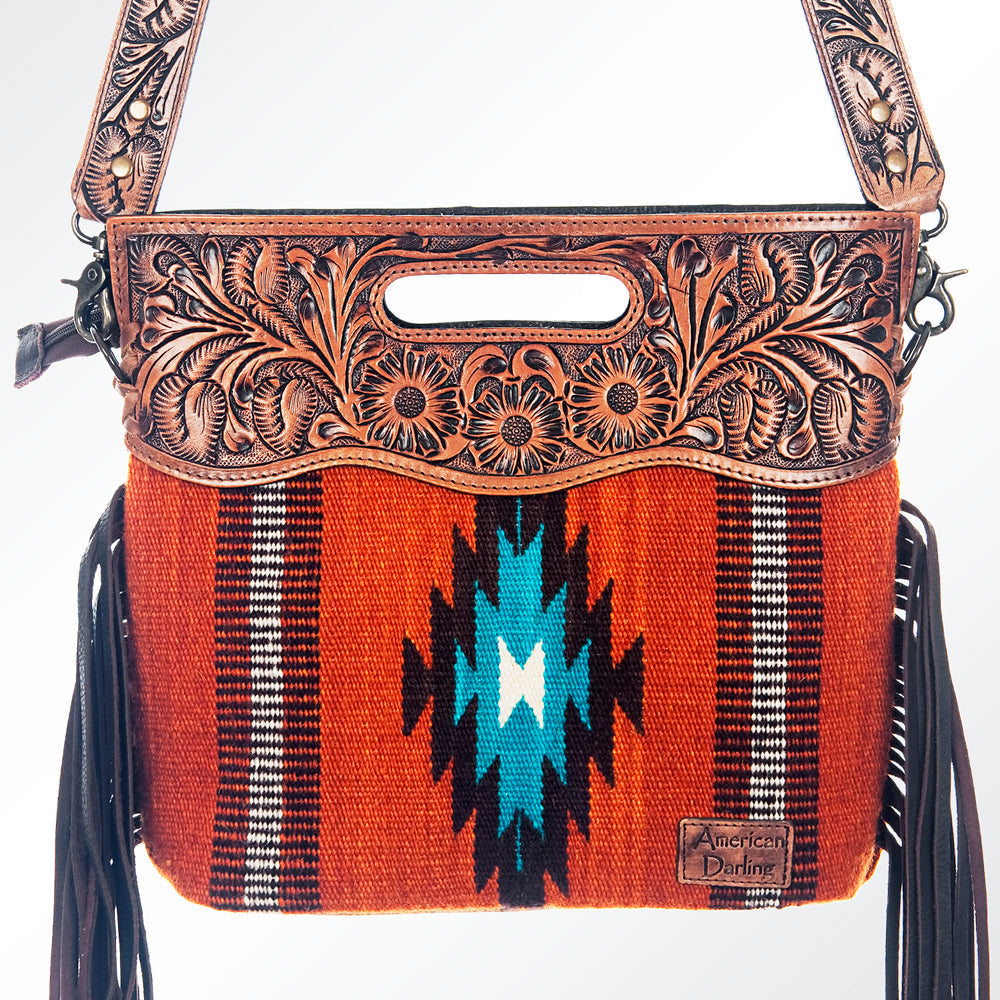 American Darling Clutch Hand Tooled Saddle Blanket Genuine Leather
