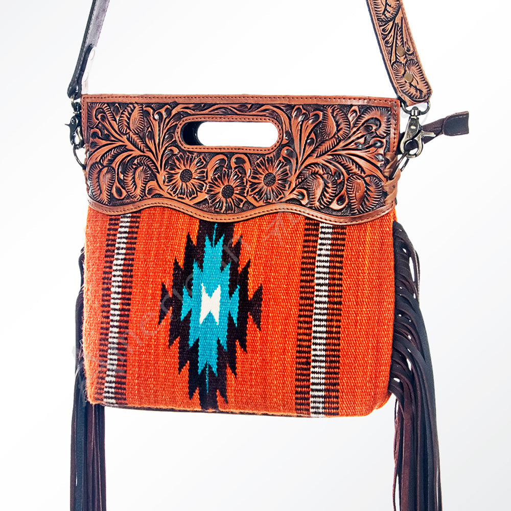 American Darling Clutch Hand Tooled Saddle Blanket Genuine Leather