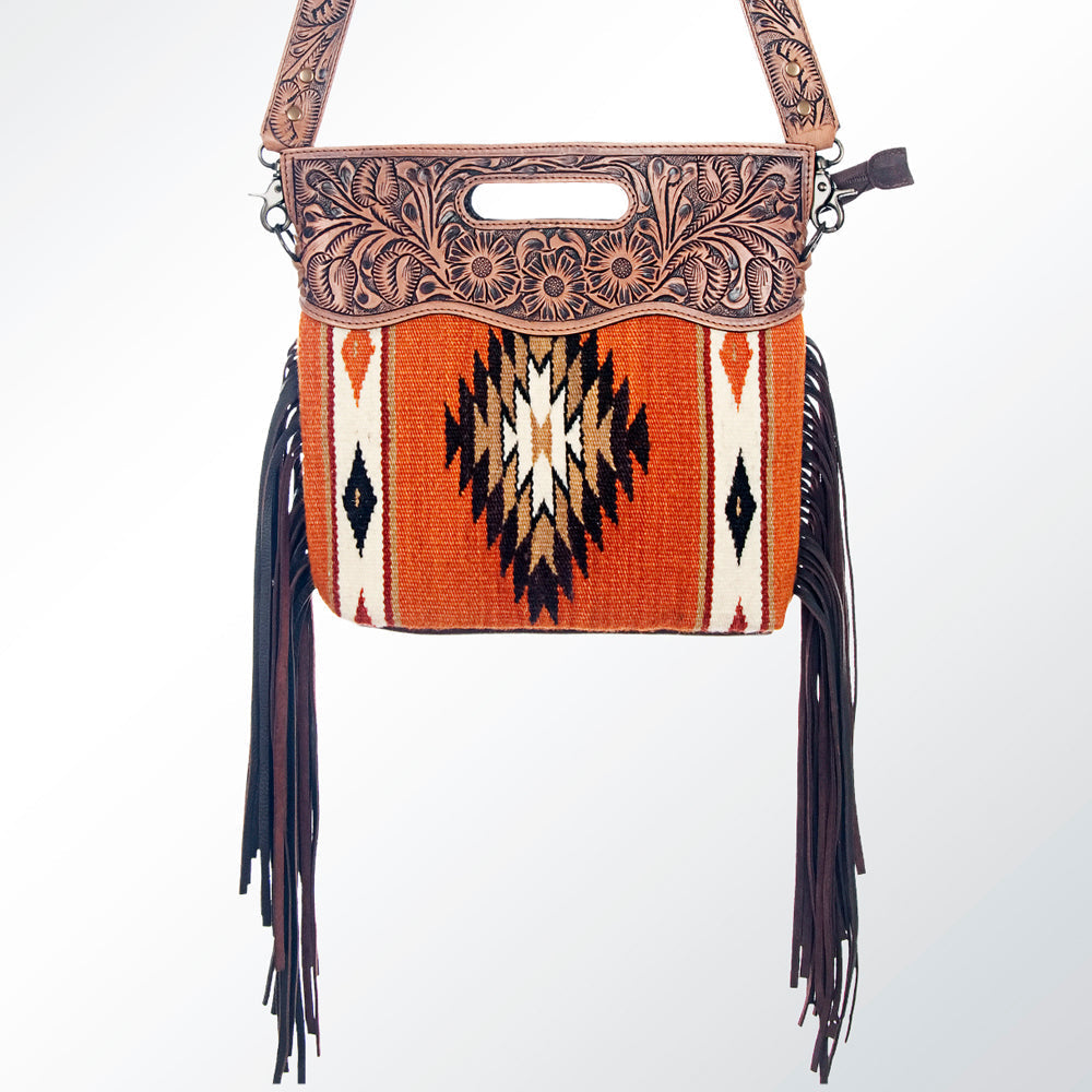 American Darling Clutch Hand Tooled Saddle Blanket Genuine Leather