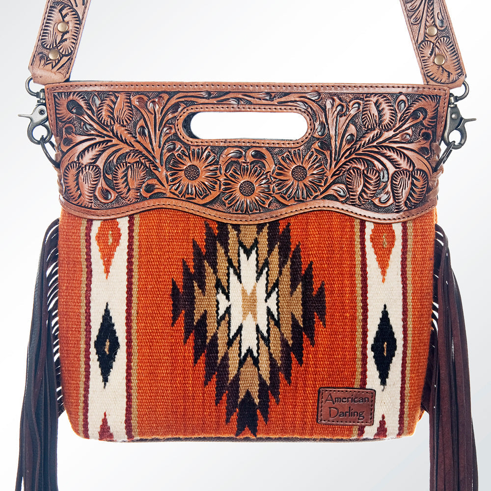 American Darling Clutch Hand Tooled Saddle Blanket Genuine Leather