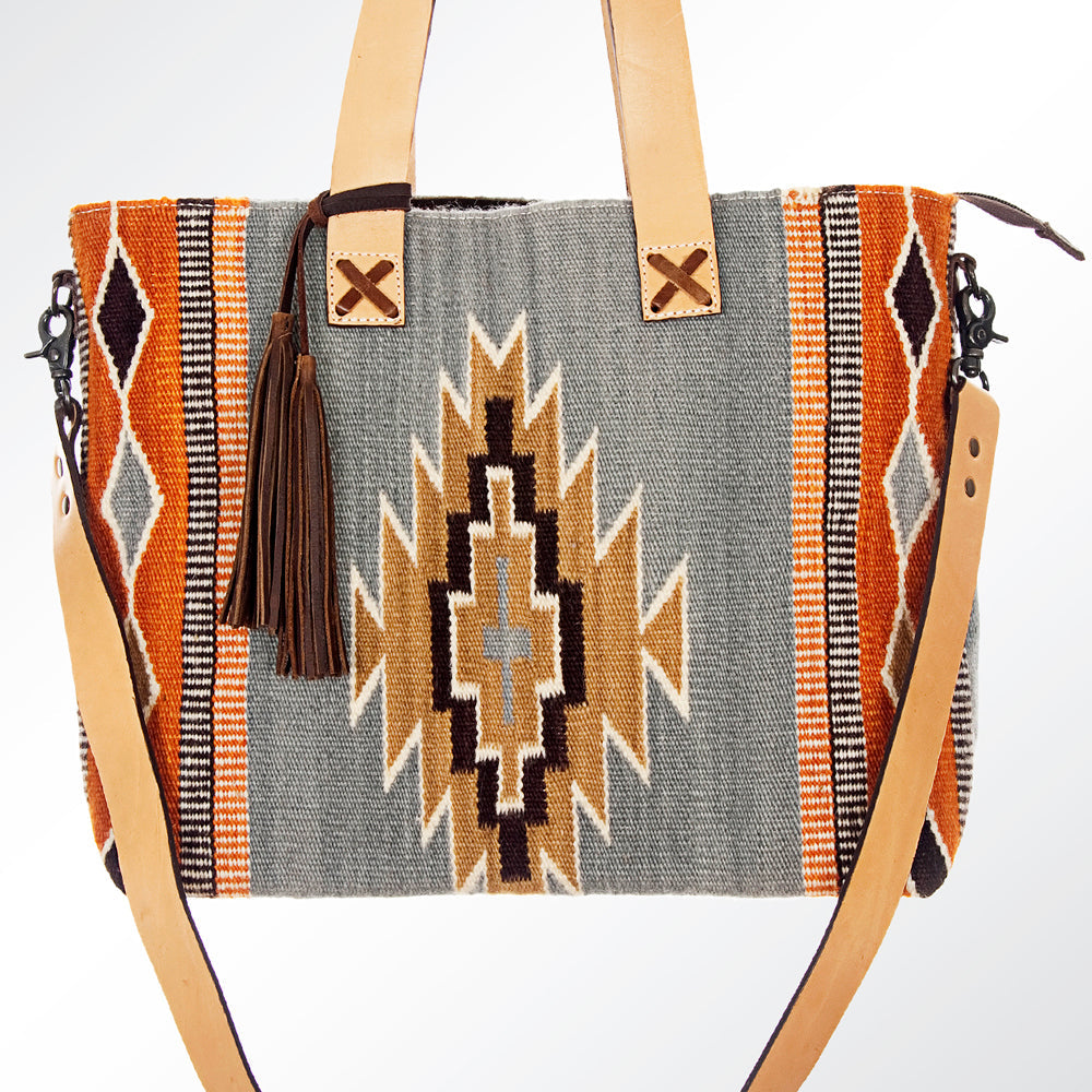 American Darling Tote Bag Hand Woven Saddle Blanket Genuine Leather Western Purse Large Shoulder Bag with YKK Zipper