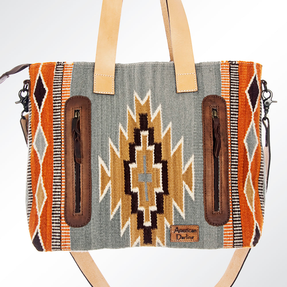 American Darling Tote Bag Hand Woven Saddle Blanket Genuine Leather Western Purse Large Shoulder Bag with YKK Zipper