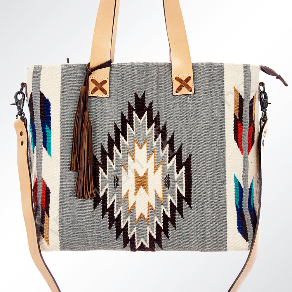 American Darling Tote Bag Hand Woven Saddle Blanket Genuine Leather Western Purse Large Shoulder Bag with YKK Zipper