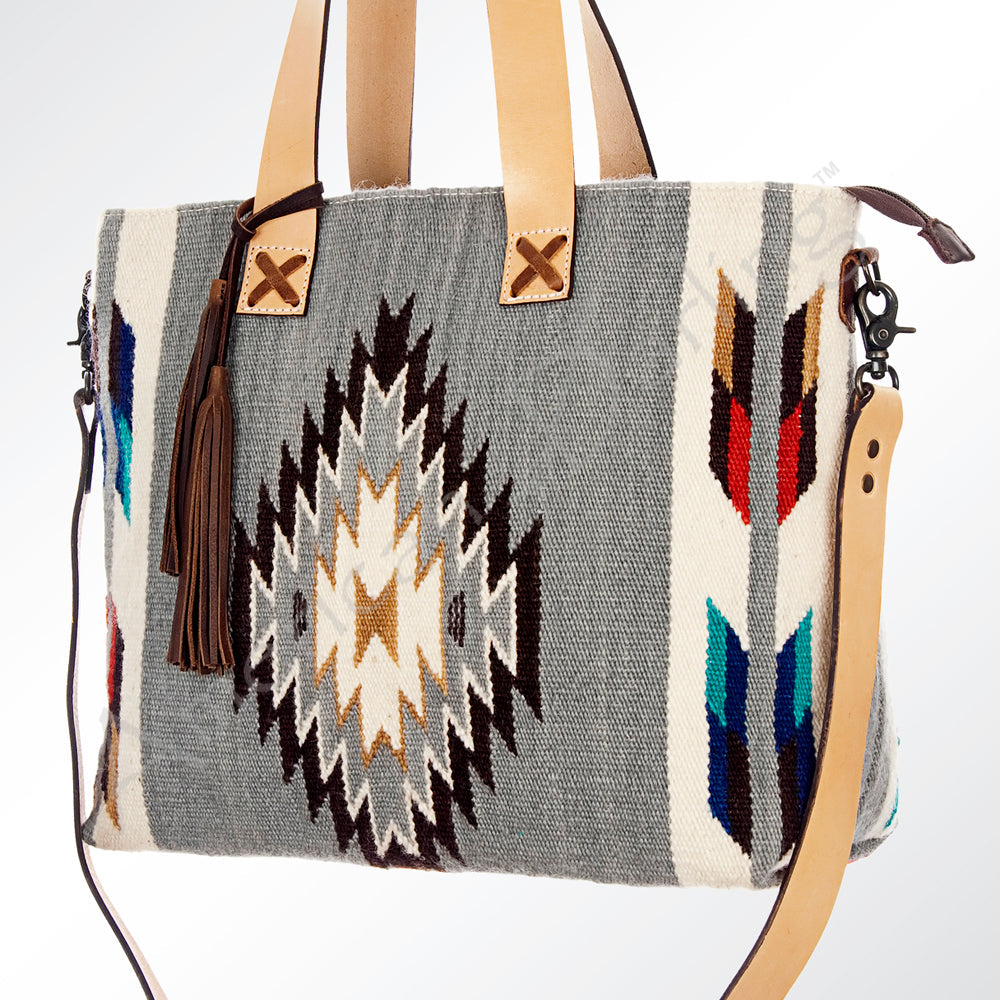 American Darling Tote Bag Hand Woven Saddle Blanket Genuine Leather Western Purse Large Shoulder Bag with YKK Zipper