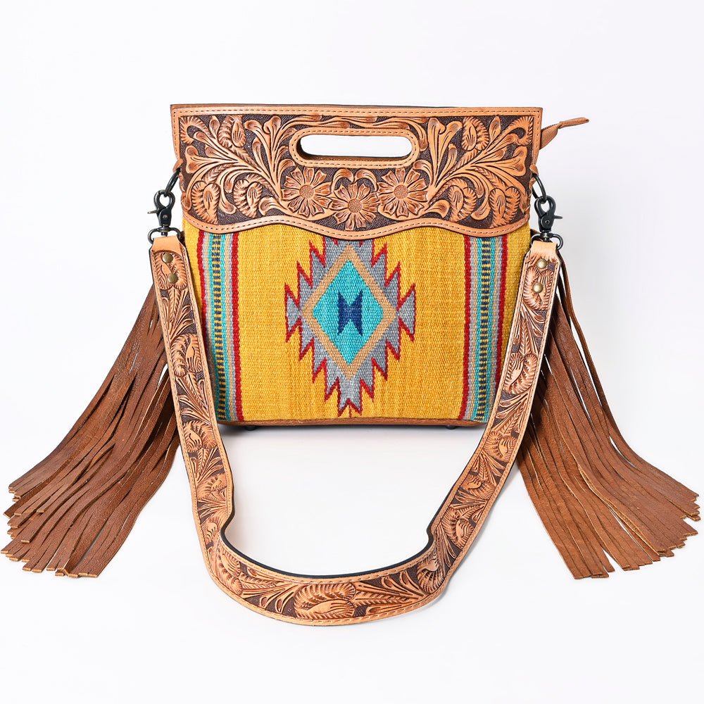 American Darling Hand-Tooled Saddle Blanket Genuine Leather Clutch