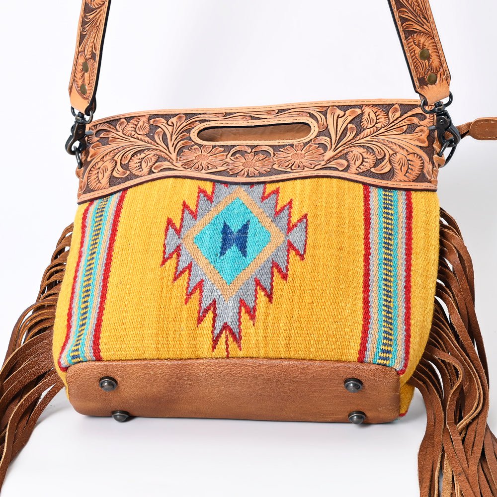 American Darling Hand-Tooled Saddle Blanket Genuine Leather Clutch