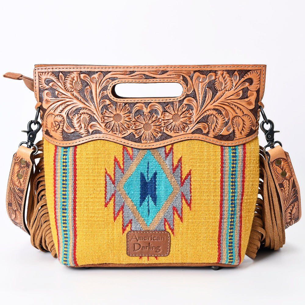 American Darling Hand-Tooled Saddle Blanket Genuine Leather Clutch