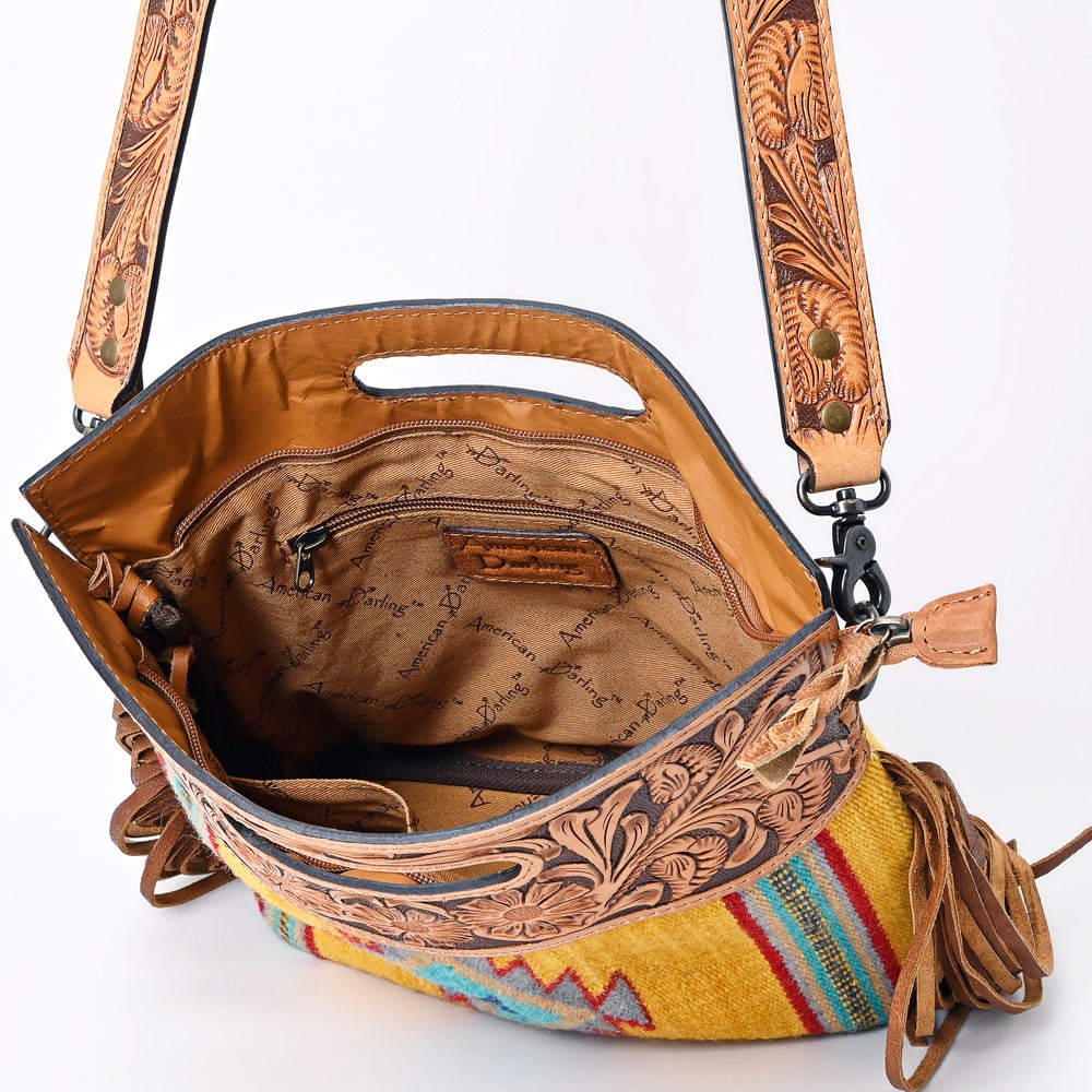 American Darling Hand-Tooled Saddle Blanket Genuine Leather Clutch
