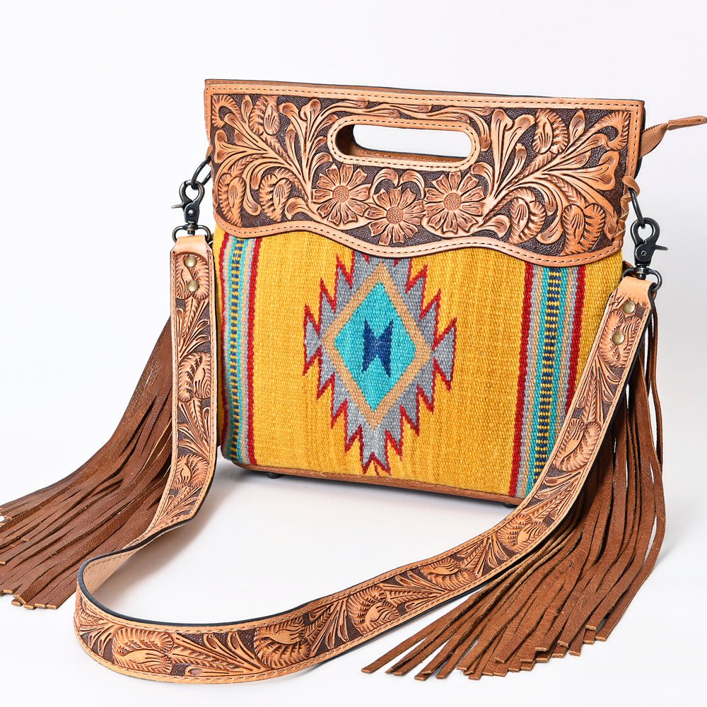American Darling Hand-Tooled Saddle Blanket Genuine Leather Clutch
