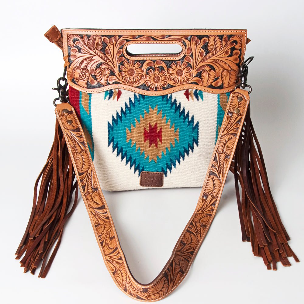 American Darling Hand-Tooled Saddle Blanket Genuine Leather Clutch