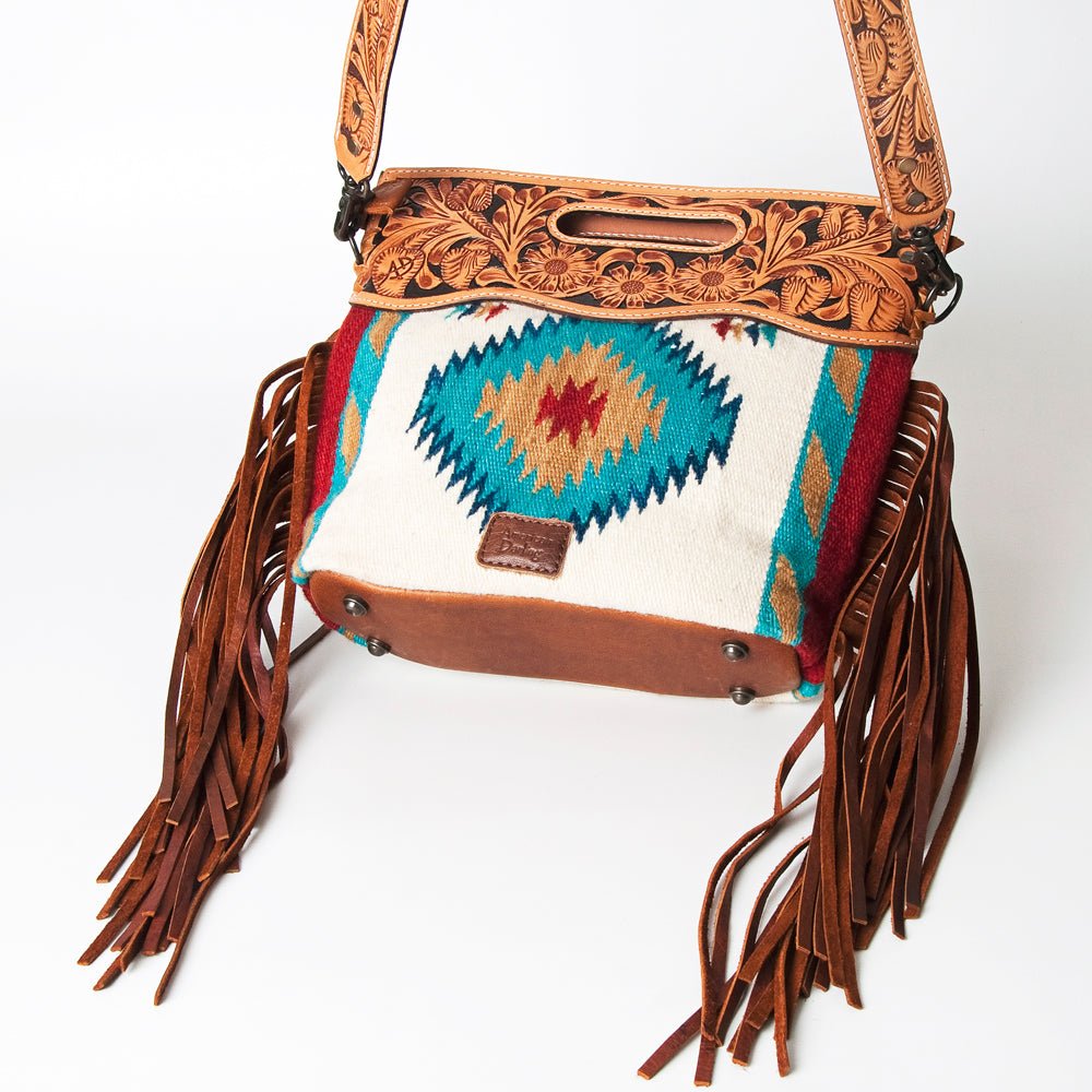 American Darling Hand-Tooled Saddle Blanket Genuine Leather Clutch