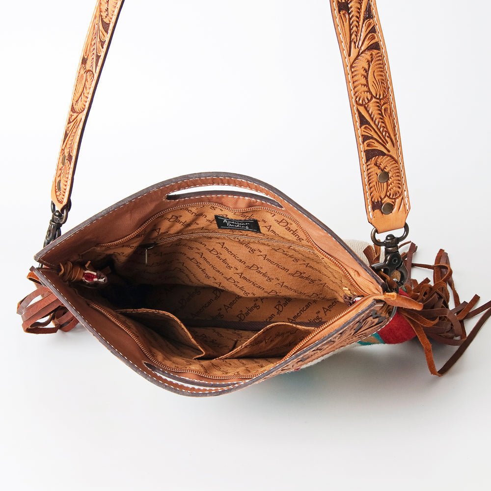 American Darling Hand-Tooled Saddle Blanket Genuine Leather Clutch
