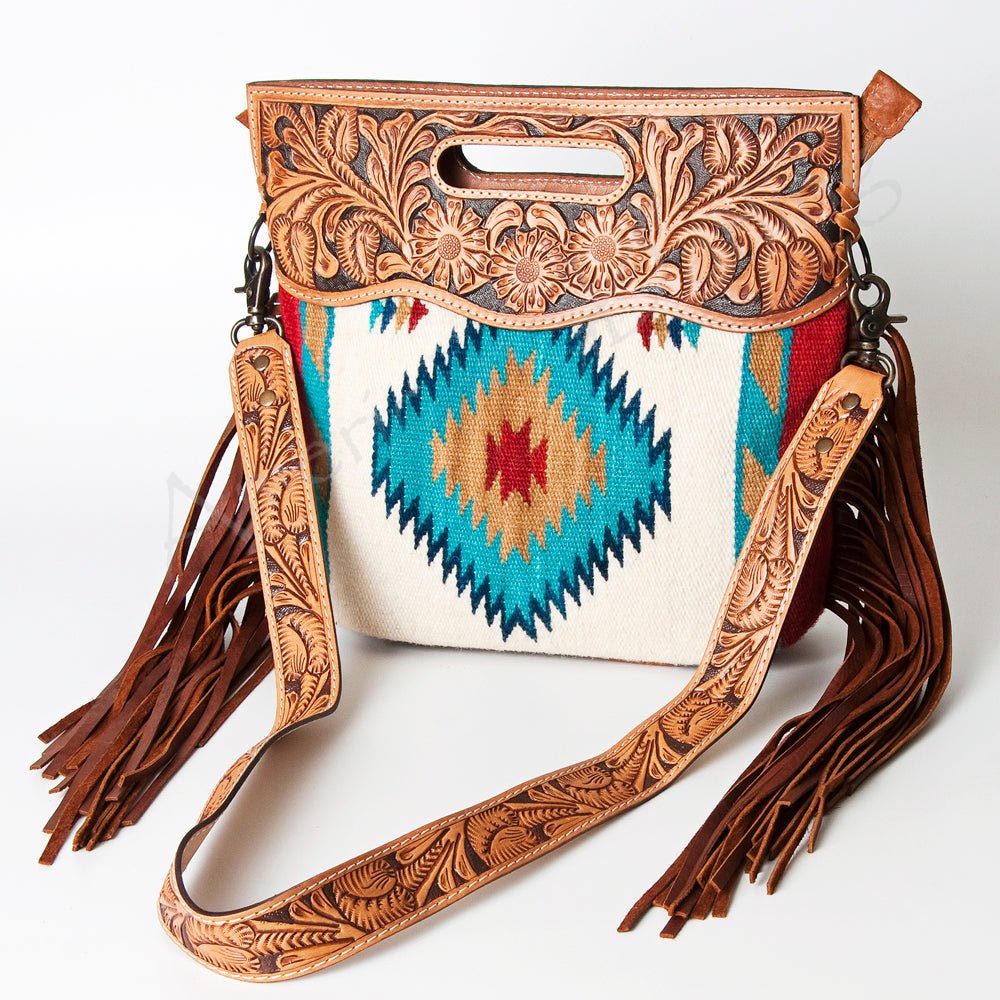 American Darling Hand-Tooled Saddle Blanket Genuine Leather Clutch