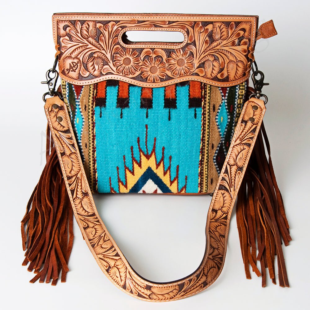 American Darling Hand-Tooled Saddle Blanket Genuine Leather Clutch