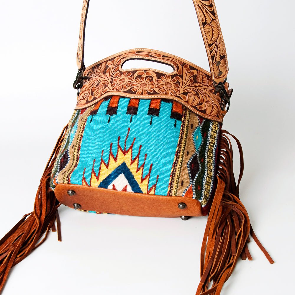 American Darling Hand-Tooled Saddle Blanket Genuine Leather Clutch