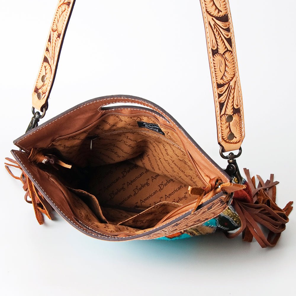 American Darling Hand-Tooled Saddle Blanket Genuine Leather Clutch