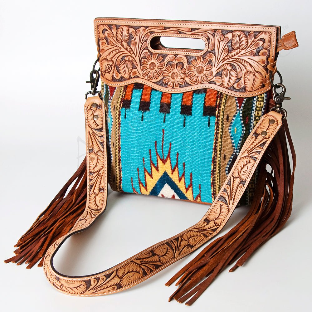 American Darling Hand-Tooled Saddle Blanket Genuine Leather Clutch