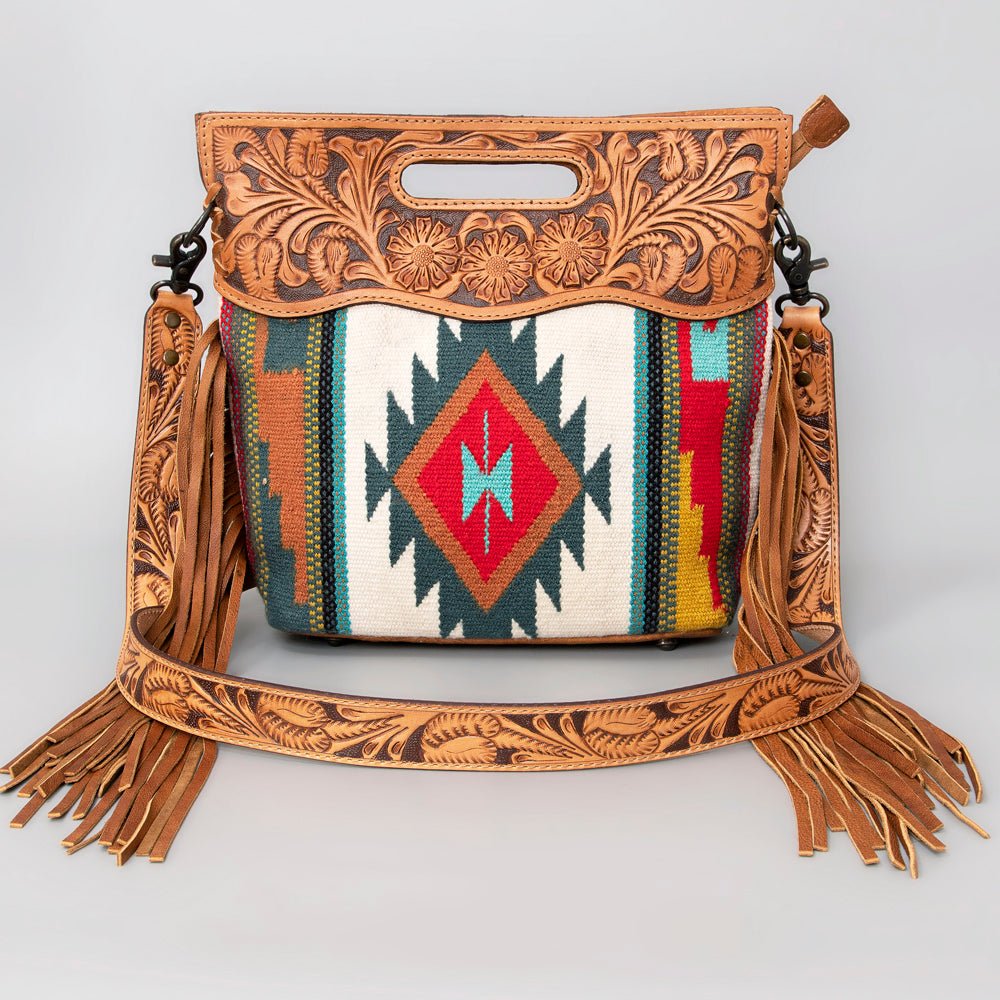 American Darling Hand-Tooled Saddle Blanket Genuine Leather Clutch
