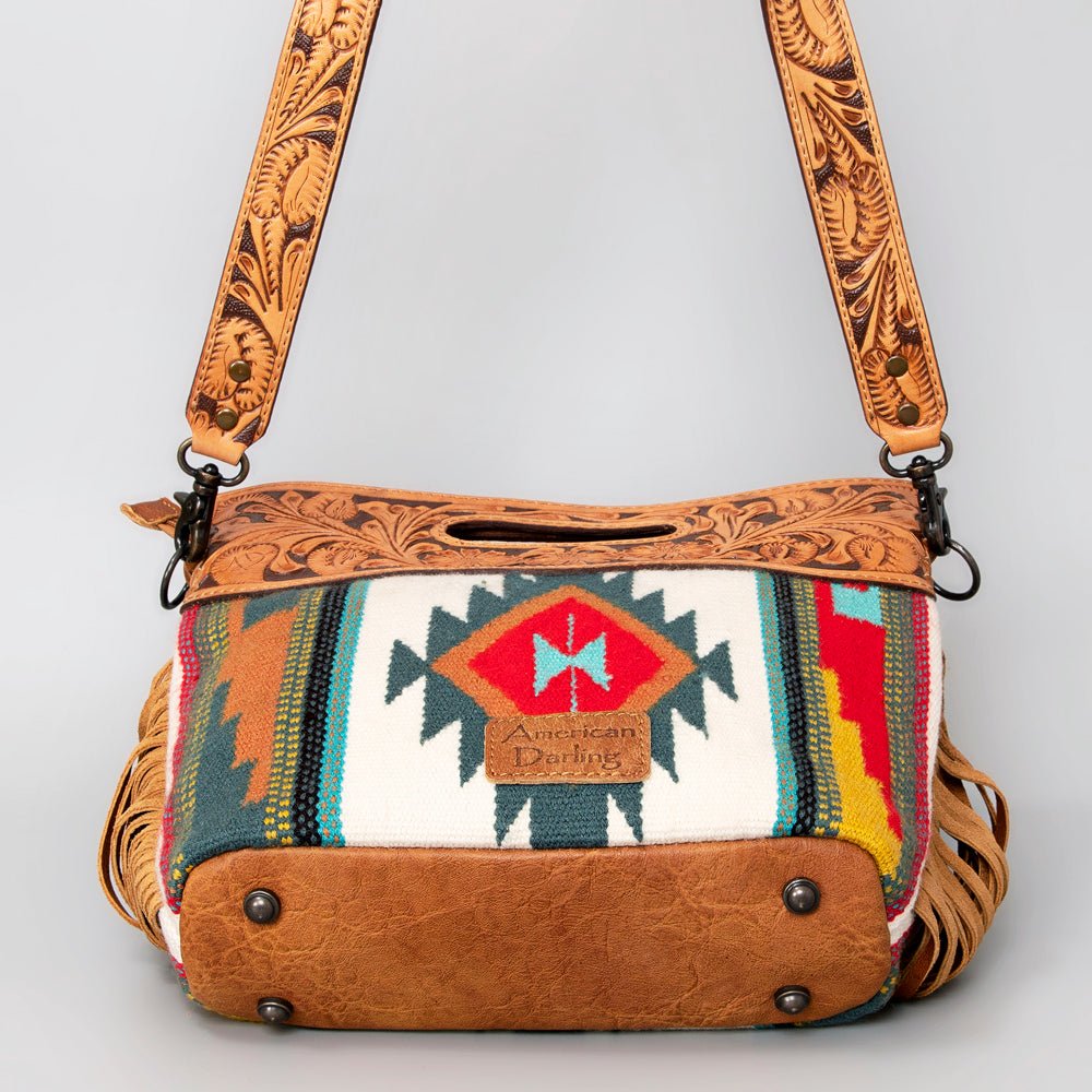 American Darling Hand-Tooled Saddle Blanket Genuine Leather Clutch