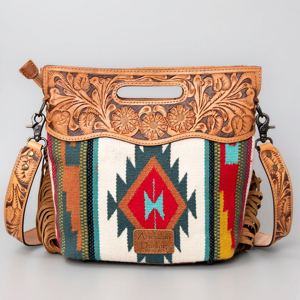 American Darling Hand-Tooled Saddle Blanket Genuine Leather Clutch