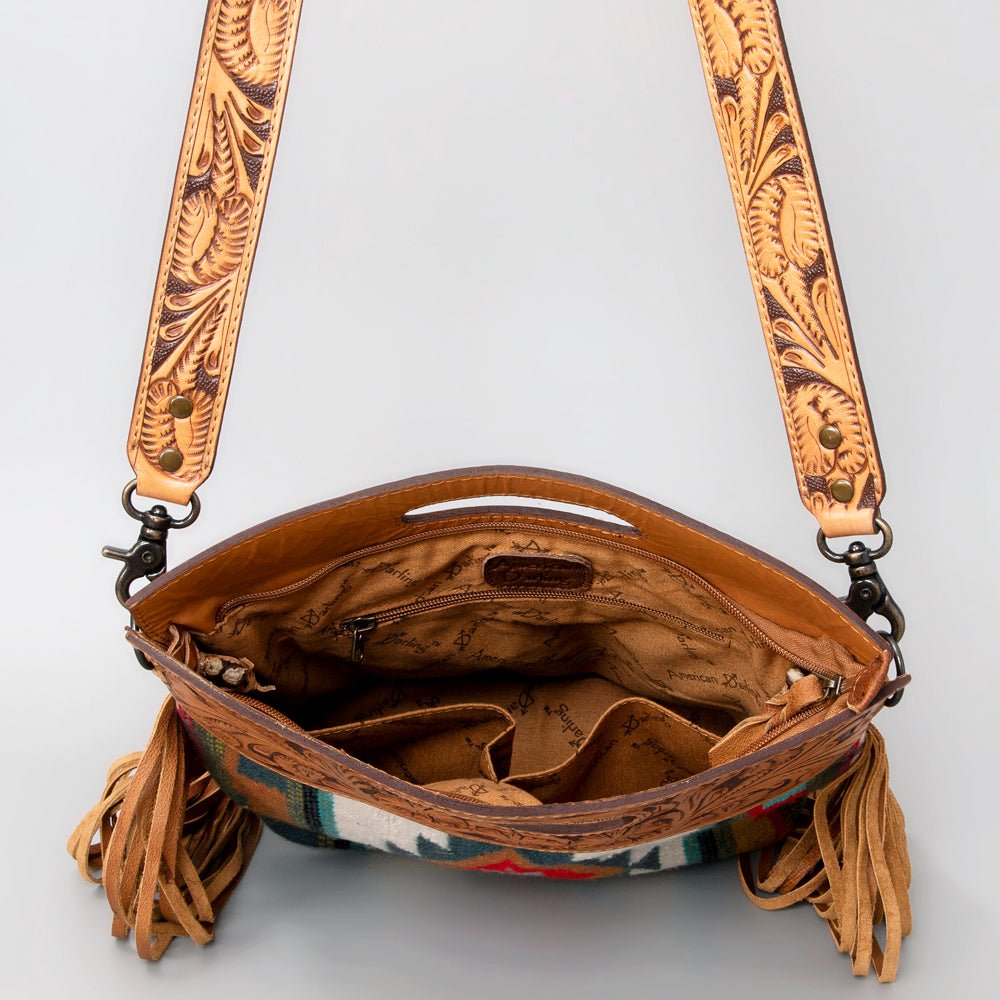 American Darling Hand-Tooled Saddle Blanket Genuine Leather Clutch