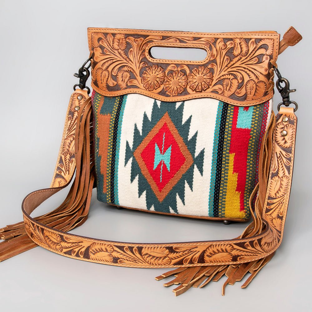 American Darling Hand-Tooled Saddle Blanket Genuine Leather Clutch