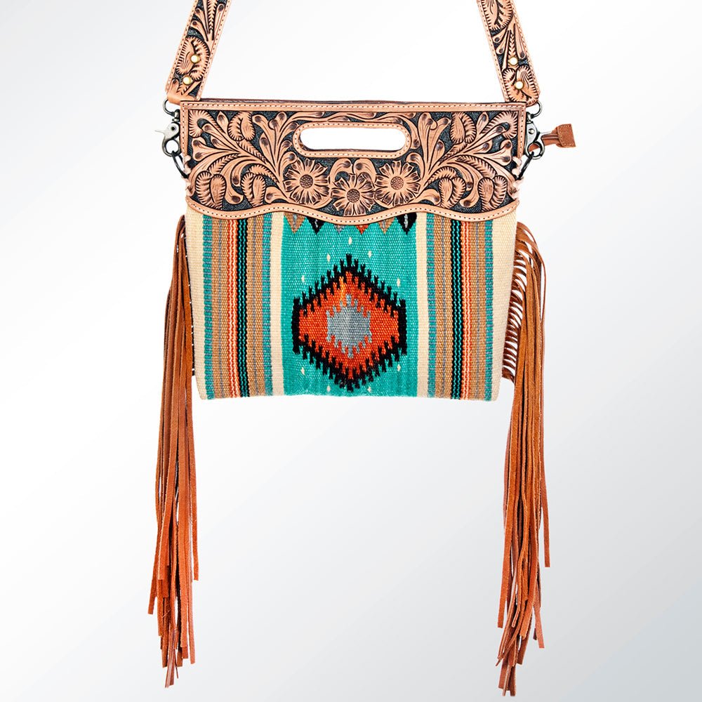 American Darling Hand-Tooled Saddle Blanket Genuine Leather Clutch