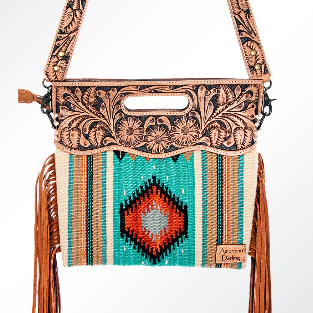 American Darling Hand-Tooled Saddle Blanket Genuine Leather Clutch