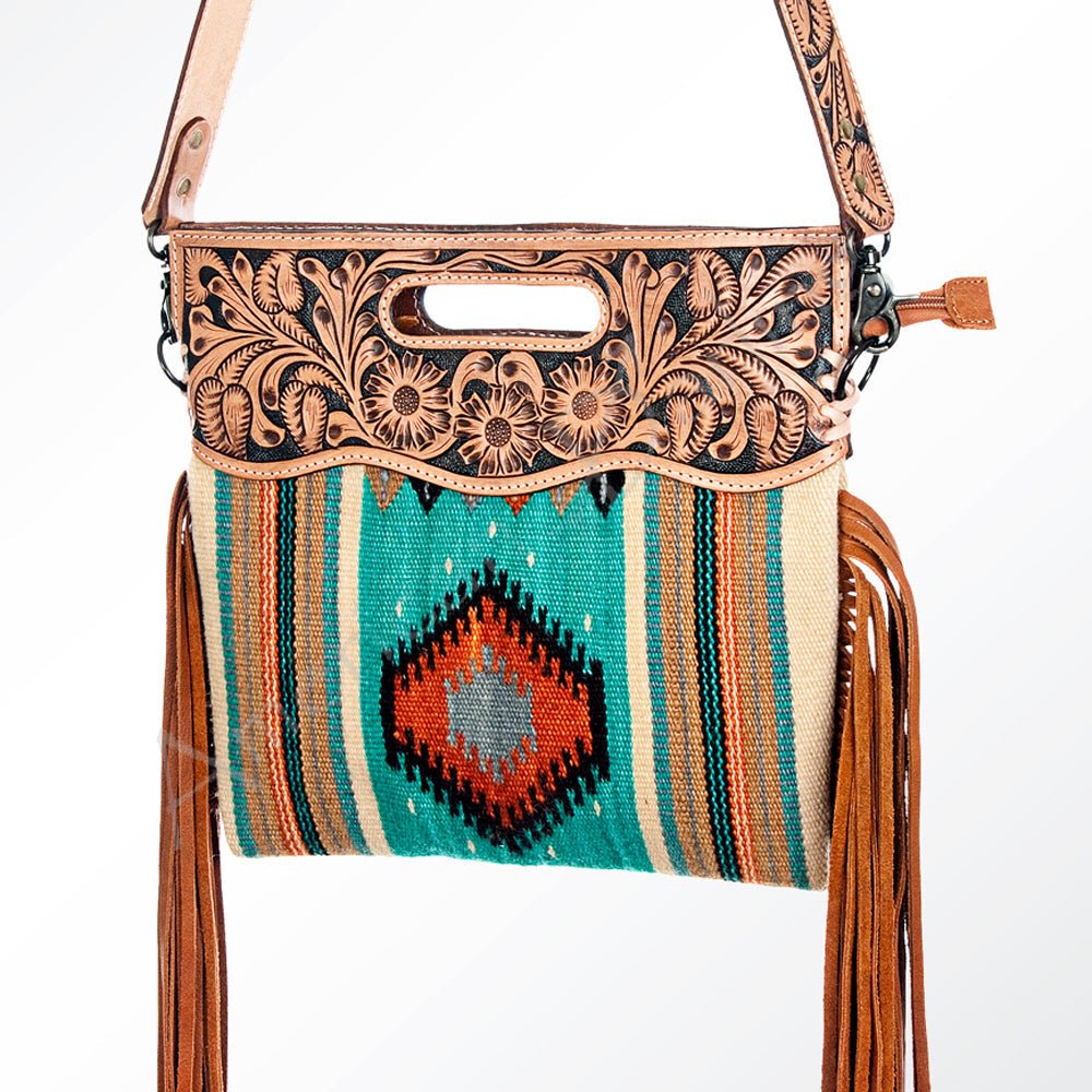 American Darling Hand-Tooled Saddle Blanket Genuine Leather Clutch