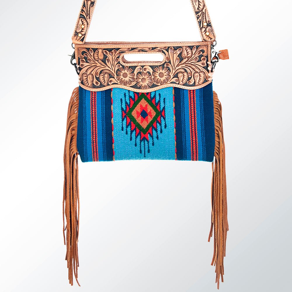 American Darling Hand-Tooled Saddle Blanket Genuine Leather Clutch