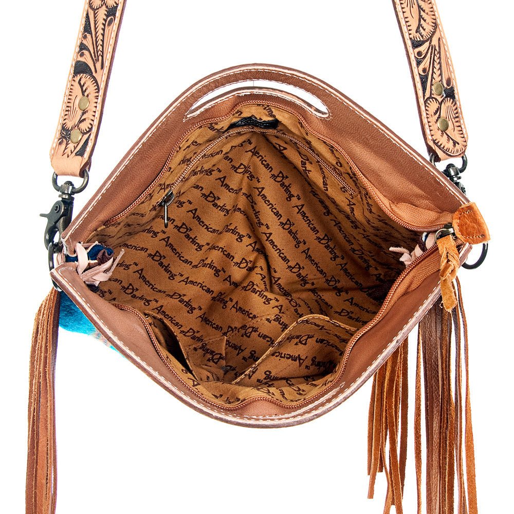 American Darling Hand-Tooled Saddle Blanket Genuine Leather Clutch