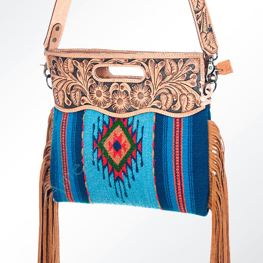 American Darling Hand-Tooled Saddle Blanket Genuine Leather Clutch