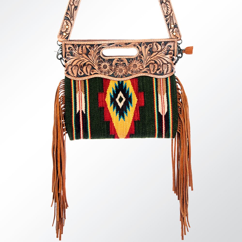 American Darling Hand-Tooled Saddle Blanket Genuine Leather Clutch