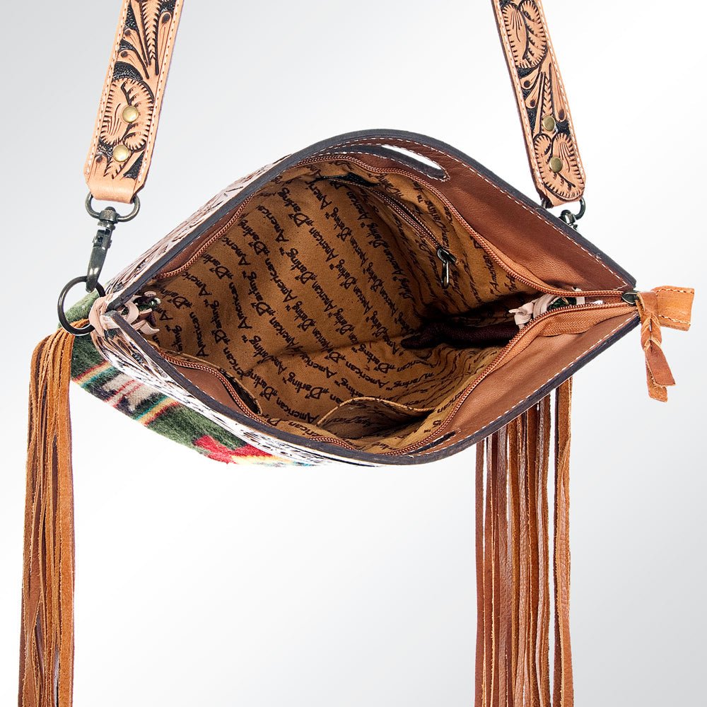 American Darling Hand-Tooled Saddle Blanket Genuine Leather Clutch