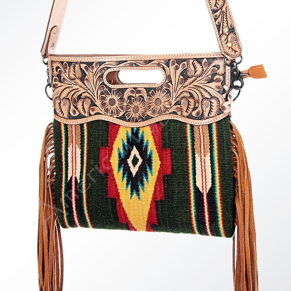 American Darling Hand-Tooled Saddle Blanket Genuine Leather Clutch
