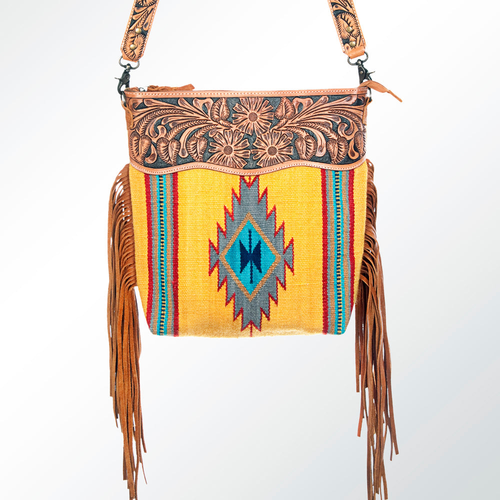 American Darling Signature Crossbody Hand Tooled Saddle Blanket Genuine Leather