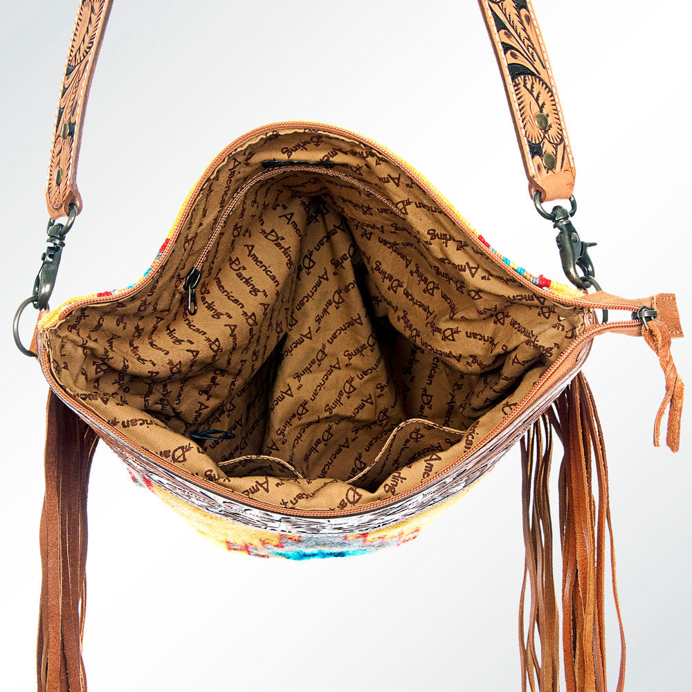 American Darling Signature Crossbody Hand Tooled Saddle Blanket Genuine Leather