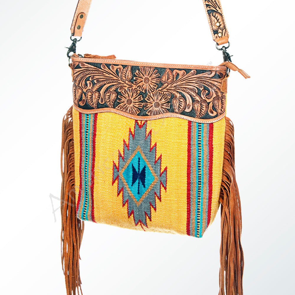 American Darling Signature Crossbody Hand Tooled Saddle Blanket Genuine Leather